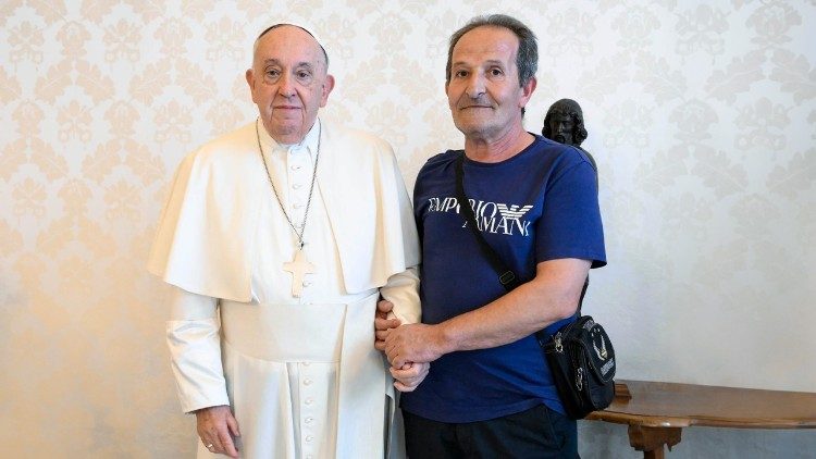 Pope Francis with Beniamino Zuncheddu in the Apostolic Palace