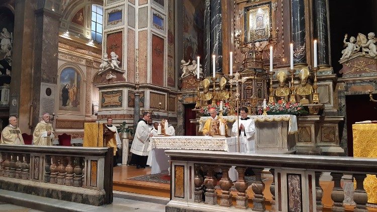 Il cardinale Robert Prevost durante la celebrazione nella Basilica di Sant'Agostino in campo Marzio a Roma