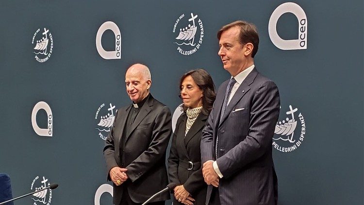 Monsignor Rino Fisichella at the presentation of  Acea's projects for the Jubilee Year