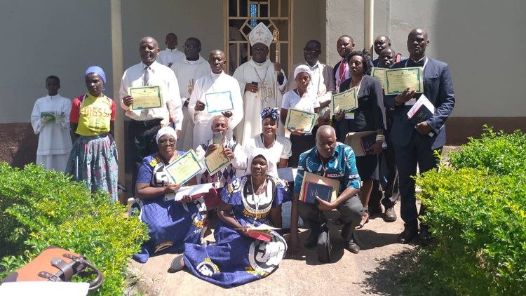 Newly commissioned CCJP members in Solwezi Diocese