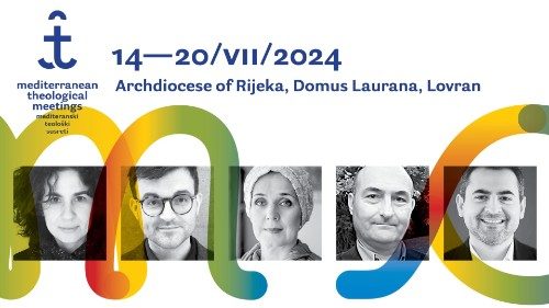 El afiche con los rostros de los cinco docentes de la tercera edición de Encuentros Teológicos del Mediterráneo 2024 en Croacia.