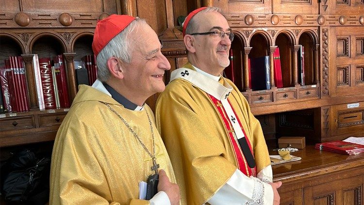 Les cardinaux Zuppi et Pizzaballa en Terre Sainte. 