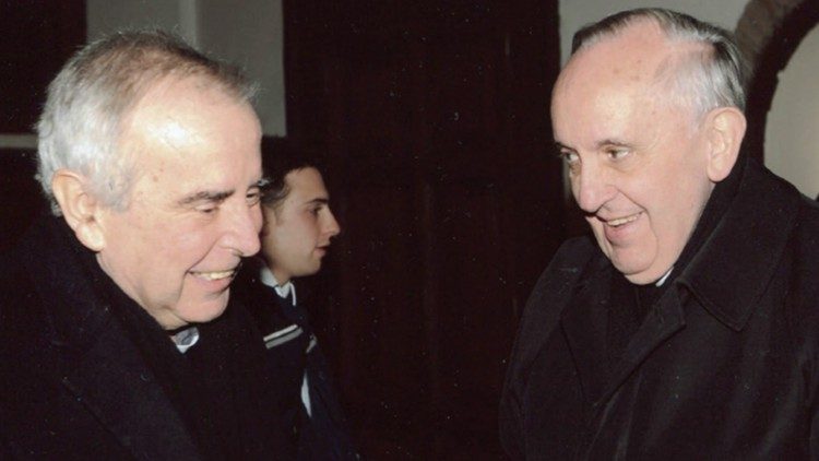 Don Giacomo Tantardini with then-Cardinal Jorge Mario Bergoglio in 2012