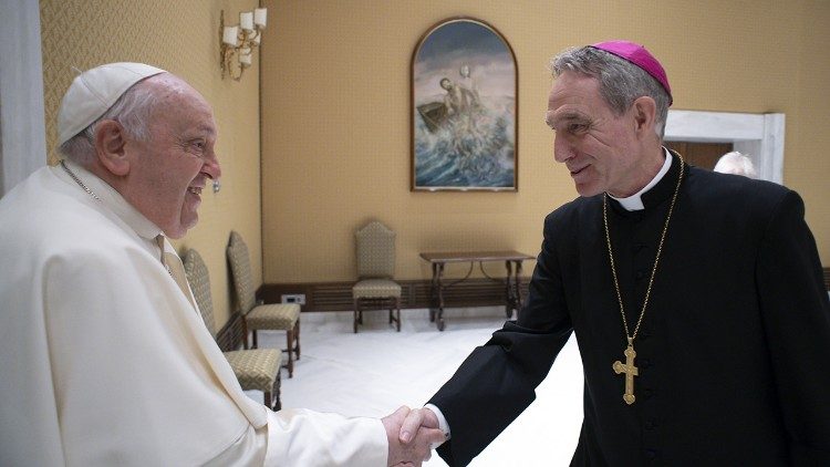 File photo of archbishop Ganswein and Pope Francis