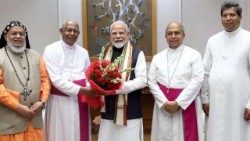 Indian PM Narendra Modi meeting the bishops' delegation in New Delhi