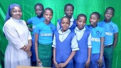 Holy Rosary Sister Onyi with some children in Freetown, Sierra Leone
