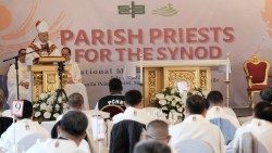 Cardinal Jose Advincula delivers his homily during the opening Mass of the National Meeting of Parish Priests for the Synod in Manila on July 29, 2024. Photo by Roy Lagarde