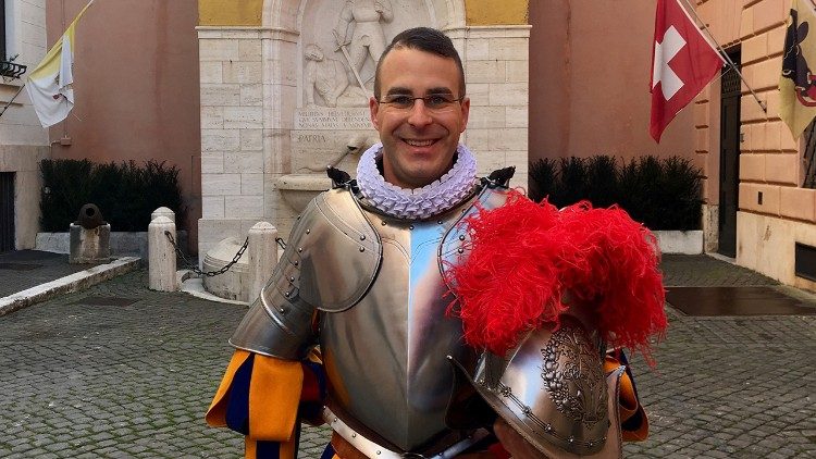 Grandjean in his days as a Pontifical Swiss Guard