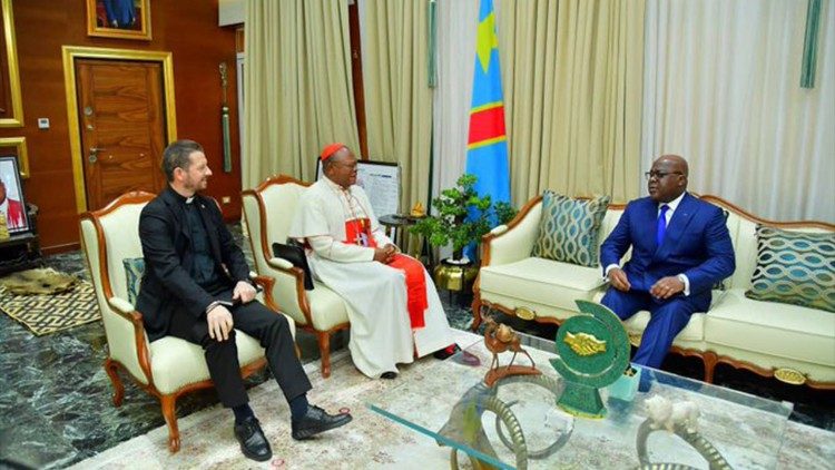 Präsident Felix Tshisekedi am Donnerstag im Gespräch mit Kardinal Ambongo