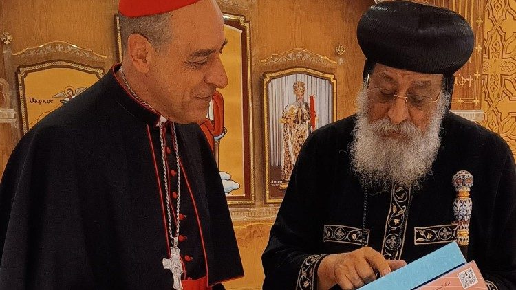 Cardeal Fernández e o patriarca copta Tawadros