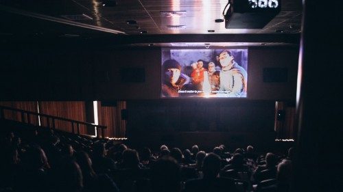 A moment of the screening in the Vatican of  "20 Days in Mariupol" 