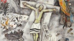 Marc Chagall, Crocifissione bianca (particolare), 1938, olio su tela 154.6 × 140 cm, Chicago, Art Institute