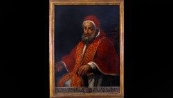 Vincenzo Milioni, Ritratto di papa Sisto V, 1769, olio su tela, 73,5x98,5 cm (con cornice 86x110,5 cm) Pinacoteca Civica “Vittore Crivelli”. \Comune di Sant’Elpidio a Mare (FM)