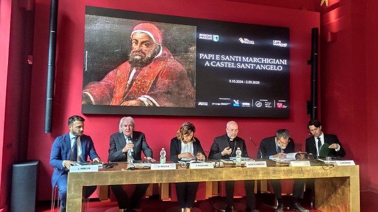 Un momento della conferenza stampa della mostra a Castel Sant'Angelo