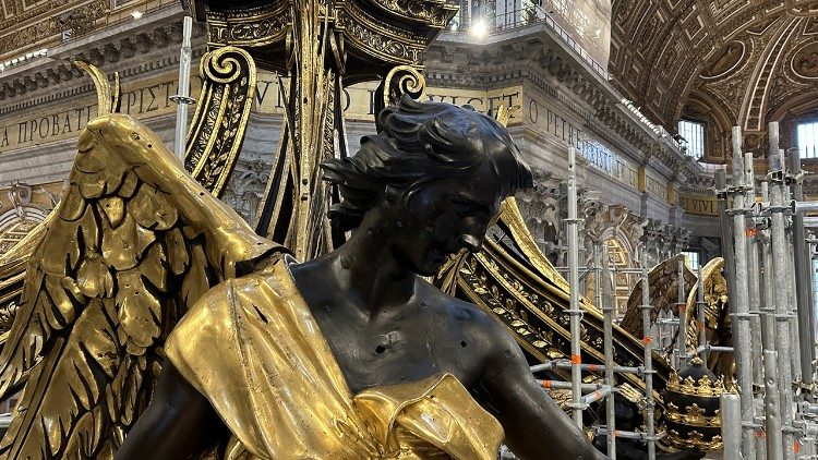 Sui ponteggi del Baldacchino e della Cattedra di San Pietro