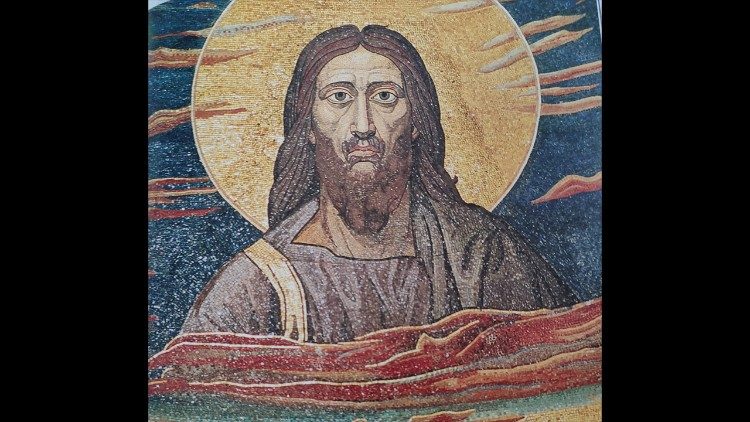 Particolare del volto di Cristo nell'abside