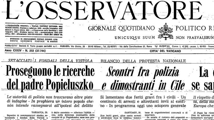 Capa do L'Osservatore Romano