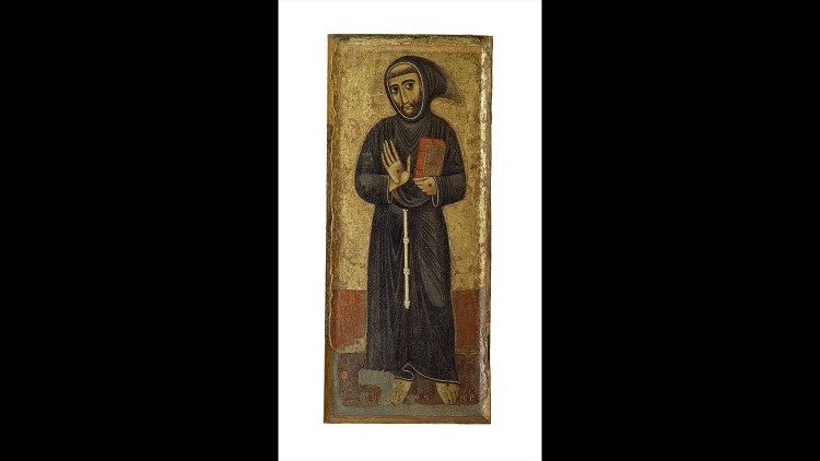 Margaritone d'Arezzo, San Francesco d'Assisi, 1 240 - 1260,  tempera e oro su tavola di abete, Pinacoteca Vaticana, Musei Vaticani