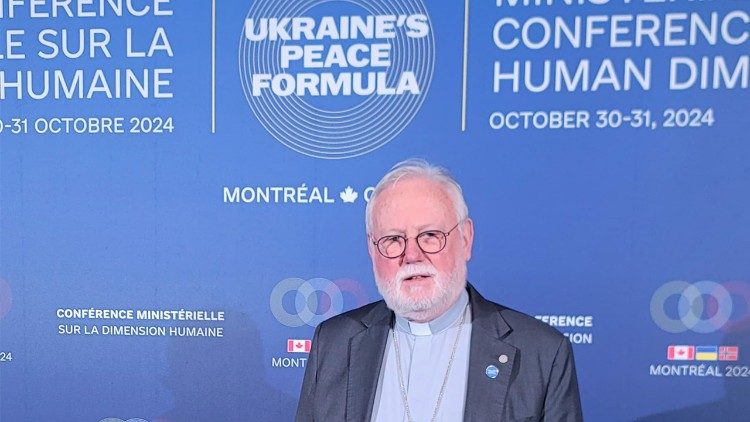 O arcebispo Gallagher em Montreal na Conferência ssobre a Fórmula de Paz para a Ucrânia (foto © TerzaLoggia)