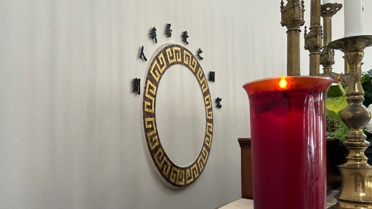 “The love of God abides in the world,” written in Chinese inside the chapel at St. Theresa’s Home