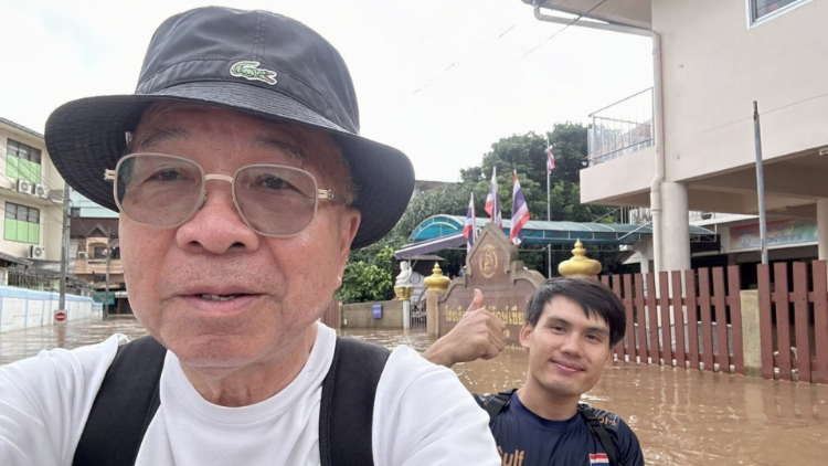 Bishop Joseph Vuthilert Haelom of the Diocese of Chiang Rai on his way to assist flood-stricken communities. (Photo provided by Bishop Joseph Vuthilert Haelom)