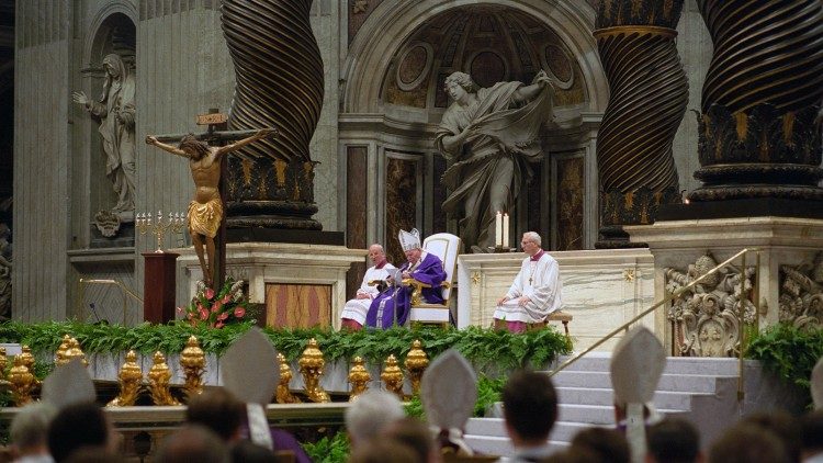 Papst Johannes Paul II. bei der Messe