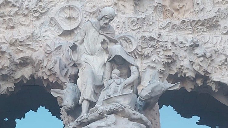 La Santa famiglia, particolare della facciata della Basilica minore di Barcellona