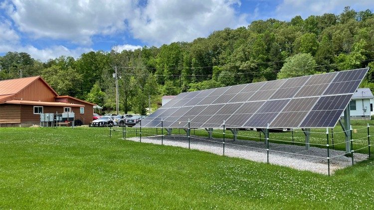 Solar panels at the Church of the Holy Family in Booneville, Kentucky