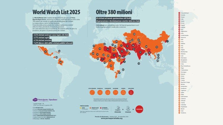 O mapa da perseguição aos cristãos no mundo